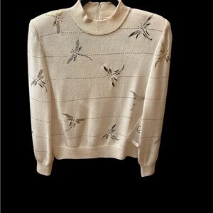 St. John Sweater with Gold Dragonfly Design
